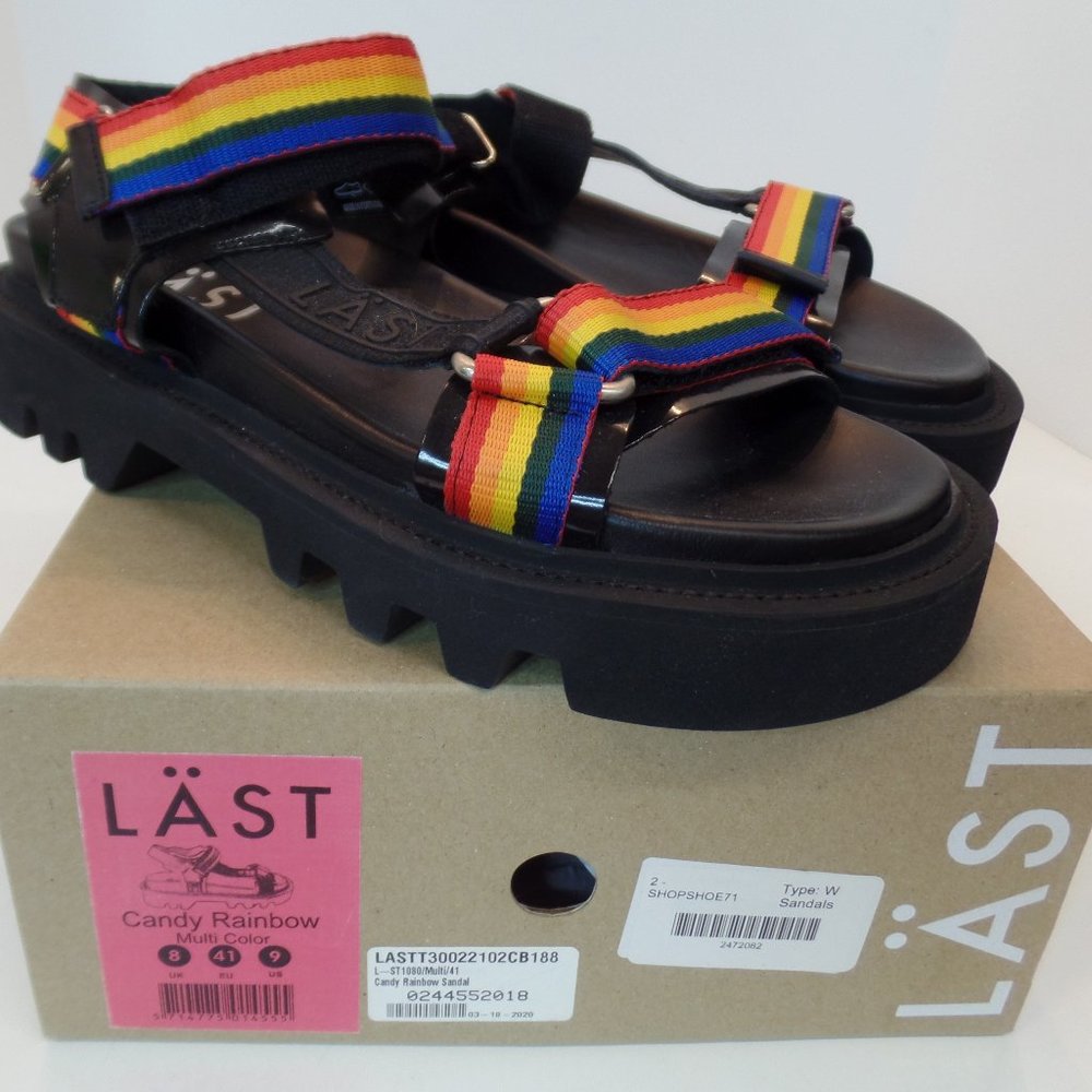 LAST Rainbow Strap Chunky Sandals Black Size 41 or US 9 Brand New In Box